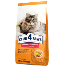 Сухий корм для котів Club 4 Paws Hairball Control для виведення вовни з куркою 14 кг