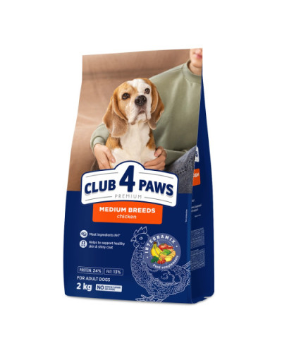 Сухий корм для собак середніх порід Club 4 Paws з куркою 2 кг