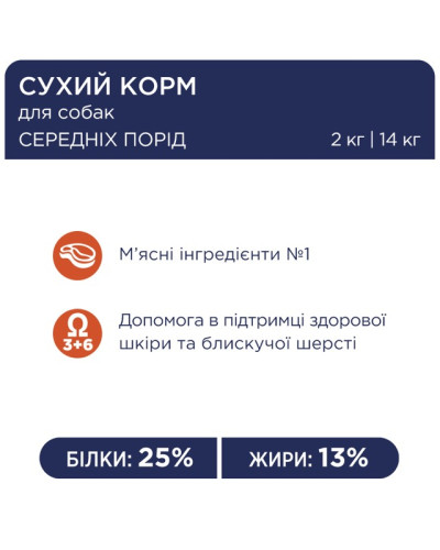 Сухий корм для собак середніх порід Club 4 Paws з куркою 2 кг