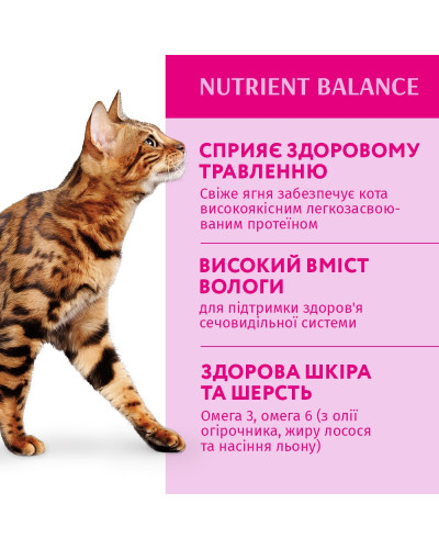 Вологий корм для котів OptiMeal Adult з ягнятком та овочами в желе 85 г