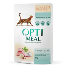 Вологий корм для котів OptiMeal Adult із кроликом у білому соусі 85 г