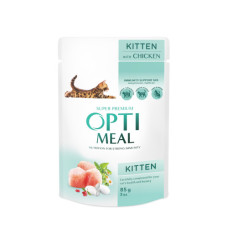 Вологий корм для кошенят OptiMeal Kitten з куркою у соусі 85 г