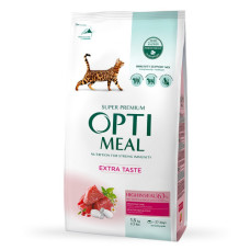 Сухий корм для котів OptiMeal Extra Taste з високим вмістом телятини 10 кг