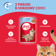 Вологий корм для котів Мяу риба в соусі 415 г