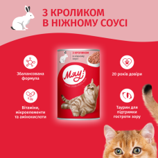 Вологий корм для котів Мяу кролик у соусі 415 г