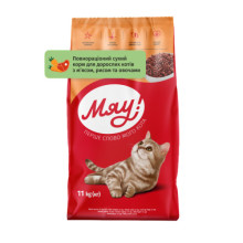 Сухой корм для котов Мяу с мясом, рисом и овощами 11 кг