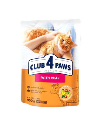 Сухий корм для котів Club 4 Paws with Veal з телятиною 900 г