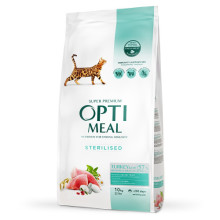 Сухой корм для стерилизованных котов OptiMeal Sterilised с индейкой и овсом 10 кг