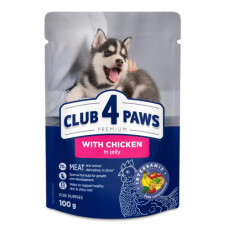 Вологий корм для цуценят Club 4 Paws з куркою у желе 100 г