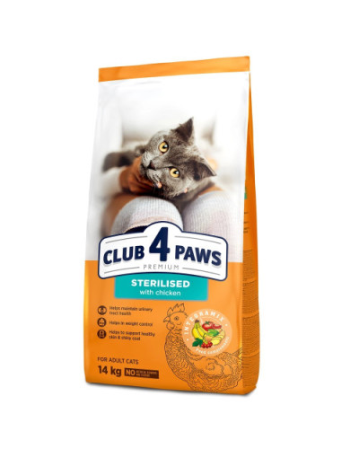 Сухий корм для стерилізованих котів Club 4 Paws Sterilized із куркою 14 кг