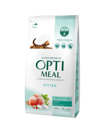 Сухий корм для кошенят OptiMeal Kitten з куркою 1.5 кг