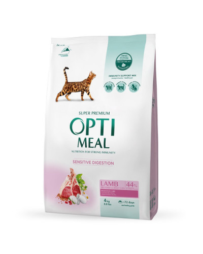 Сухий корм для котів з чутливим травленням OptiMeal Sensitive з ягнятком 4 кг