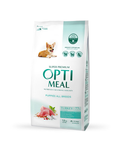 Сухий корм для цуценят всіх порід OptiMeal Puppy з індичкою 1.5 кг