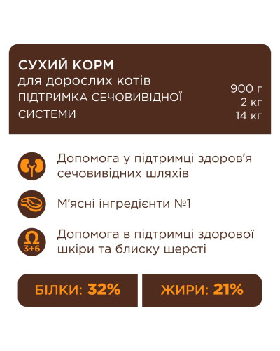 Сухий корм для котів Club 4 Paws Urinary для профілактики сечокам'яної хвороби з куркою 14 кг