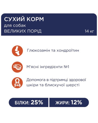 Сухий корм для собак великих порід Club 4 Paws з куркою 14 кг