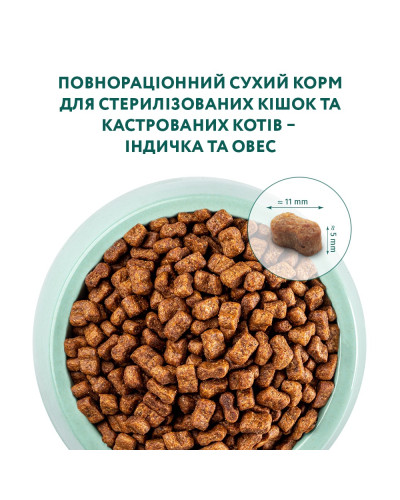 Сухий корм для стерилізованих котів OptiMeal Sterilised з індичкою та вівсом 4 кг