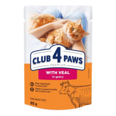 Вологий корм для котів Club 4 Paws телятина в соусі 85 г