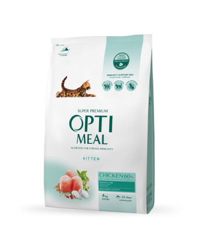 Сухий корм для кошенят OptiMeal Kitten з куркою 4 кг