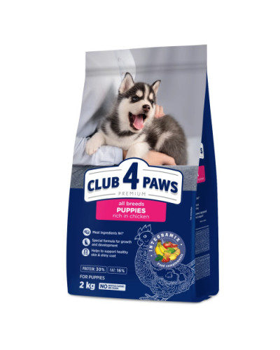 Сухий корм для цуценят всіх порід Club 4 Paws з куркою 2 кг