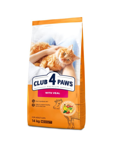 Сухий корм для котів Club 4 Paws with Veal з телятиною 14 кг