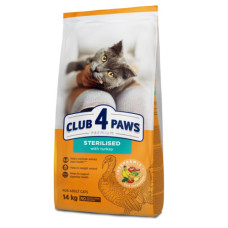Сухий корм для стерилізованих котів Club 4 Paws Sterilized з індичкою 14 кг