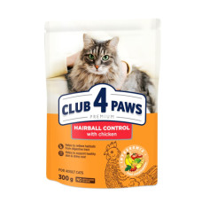 Сухий корм для котів Club 4 Paws Hairball Control для виведення вовни з куркою 300 г