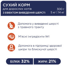 Сухий корм для котів Club 4 Paws Hairball Control для виведення вовни з куркою 300 г