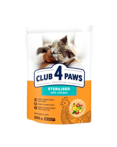 Сухий корм для стерилізованих котів Club 4 Paws Sterilized з куркою 300 г