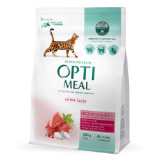 Сухий корм для котів OptiMeal Extra Taste з високим вмістом телятини 200 г