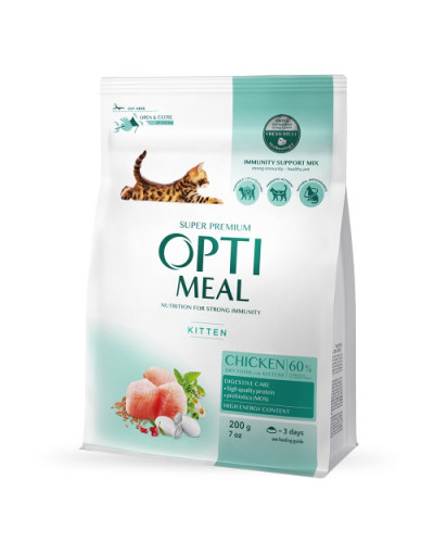 Сухий корм для кошенят Optimeal Kitten з куркою 200 г