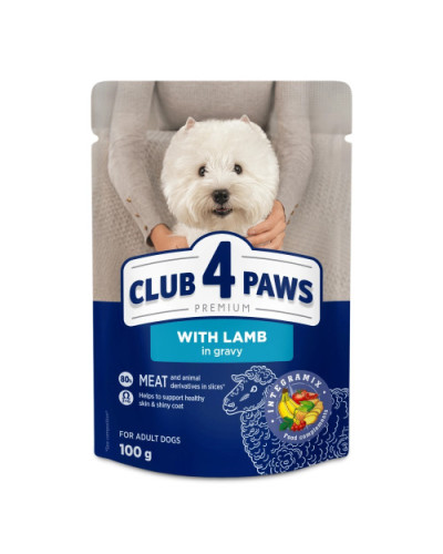 Влажный корм для собак малых пород Club 4 Paws с ягненком в соусе 100 г