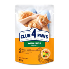 Вологий корм для котів Club 4 Paws з качкою у соусі 85 г