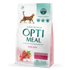 Сухий корм для котів OptiMeal Extra Taste з високим вмістом телятини 700 г