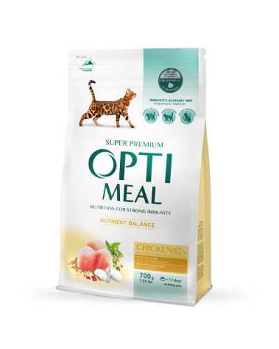 Сухой корм для котов OptiMeal Adult с курицей 700 г