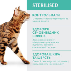 Сухий корм для стерилізованих котів OptiMeal Sterilised з індичкою та вівсом 200 г