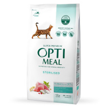 Сухой корм для стерилизованных котов OptiMeal Sterilised с индейкой и овсом 1.5 кг