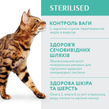 Сухой корм для стерилизованных котов OptiMeal Sterilised с индейкой и овсом 1.5 кг