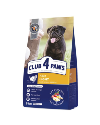 Сухий корм для собак малих порід Club 4 Paws контроль ваги з індичкою 5 кг