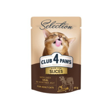 Вологий корм для котів Club 4 Paws Selection з телятиною та овочами в желе 80 г