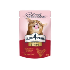 Вологий корм для котів Club 4 Paws Selection смужки з куркою у соусі 85 г
