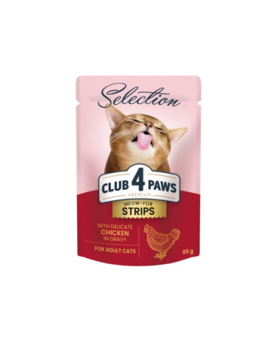 Влажный корм для котов Club 4 Paws Selection полоски с курицей в соусе 85 г