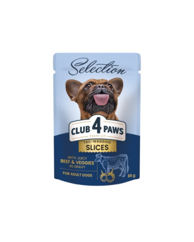 Вологий корм для собак малих порід Club 4 Paws Selection з яловичиною та овочами у соусі 85 г