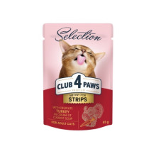 Вологий корм для котів Club 4 Paws Premium смужки з індичкою в крем супі з моркви 85 г