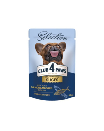 Влажный корм для собак малых пород Club 4 Paws Selection с лососем и макрелью в соусе 85 г