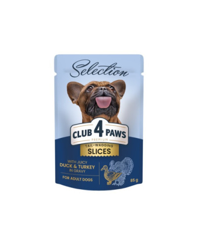 Вологий корм для собак малих порід Club 4 Paws Selection з качкою та індичкою в соусі 85 г