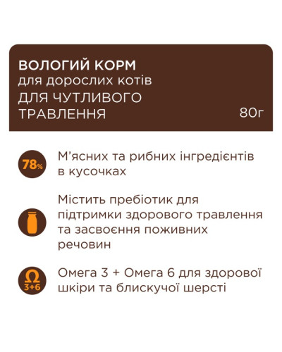 Влажный корм для котов Club 4 Paws Sensitive Digestion для чувствительного пищеварения с курицей в соусе 80 г
