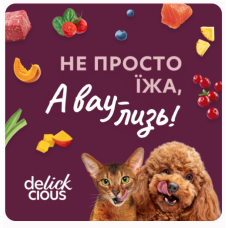 Вологий корм для котів Delickcious шматочки з качкою та лісовими ягодами у вершковому соусі 80 г