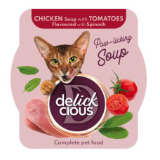 Суп для котів Delickcious з м'ясом курки, томатами та шпинатом 80 г