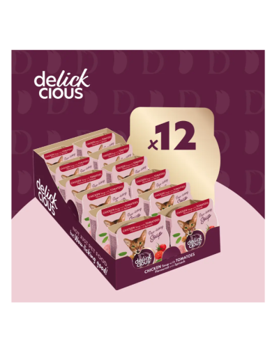 Суп для котів Delickcious з м'ясом курки, томатами та шпинатом 80 г