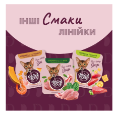 Суп для котів Delickcious з м'ясом курки, томатами та шпинатом 80 г